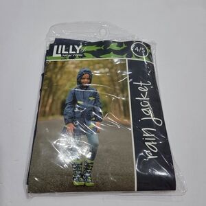 Kids Lilly of New York Navy Rain Jacket  Sz.4-5  100%PVC unlined